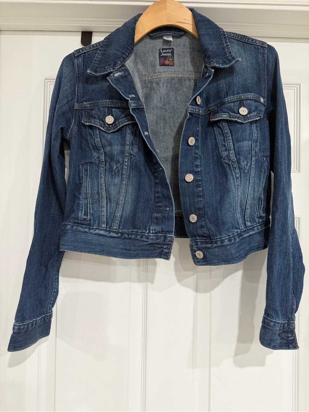Vintage Y2K Levi's Dark Blue Cropped Denim Jacket
